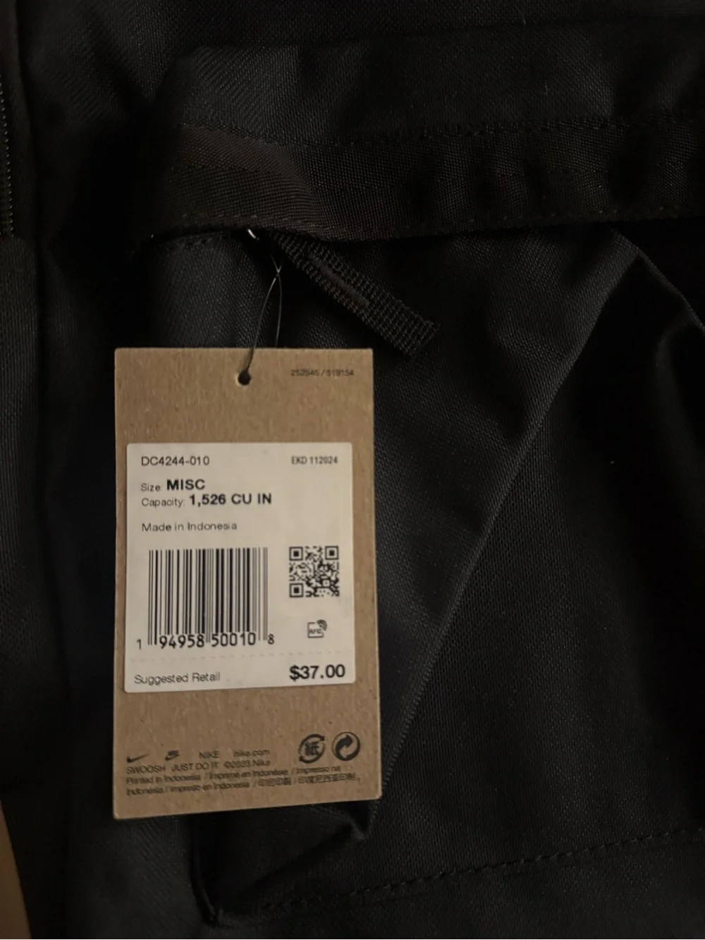 Nike Black Backpack with White Logo